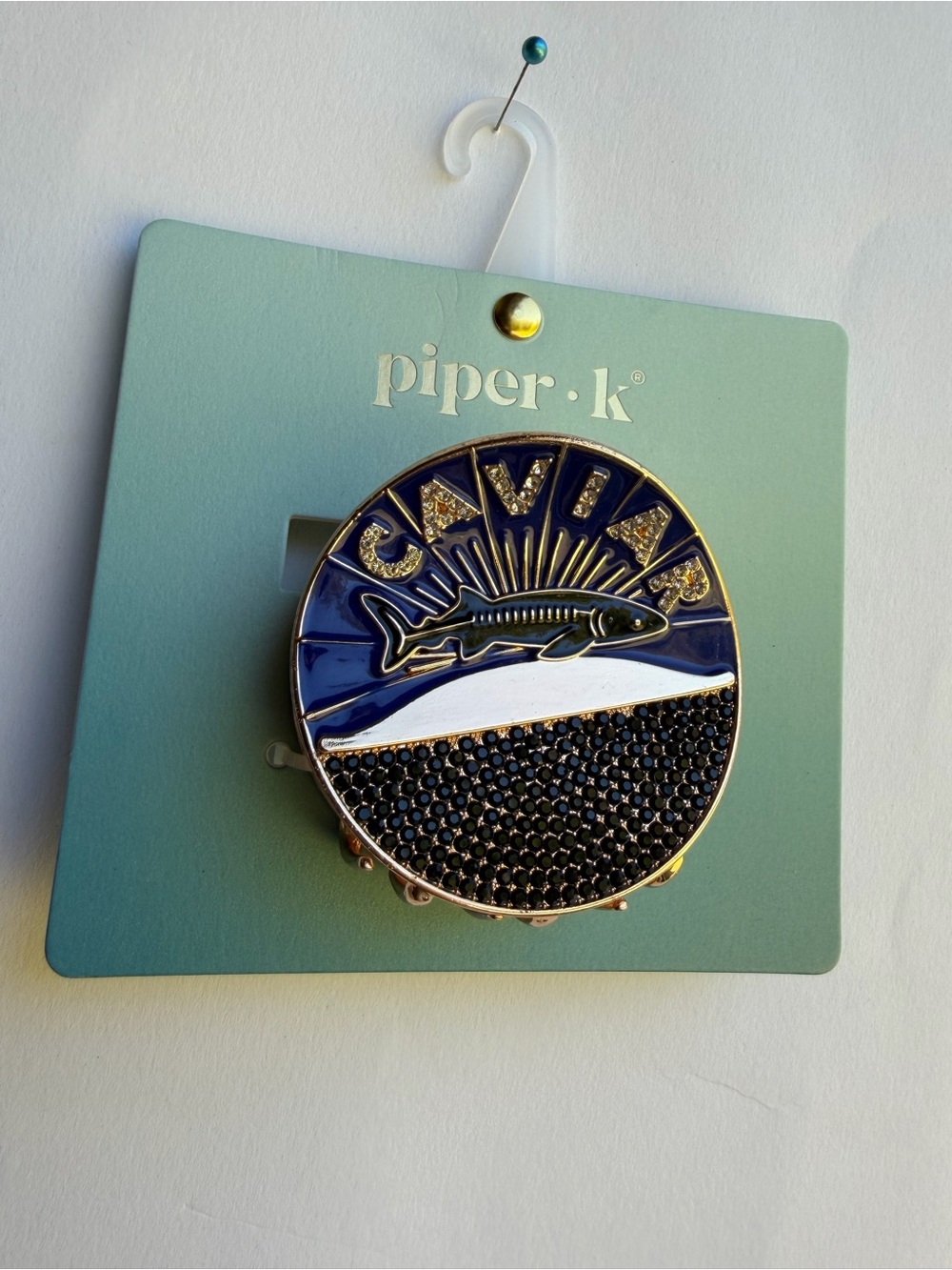 piper.k Navy & Black Enamel Hair Clip with Gold Accents
